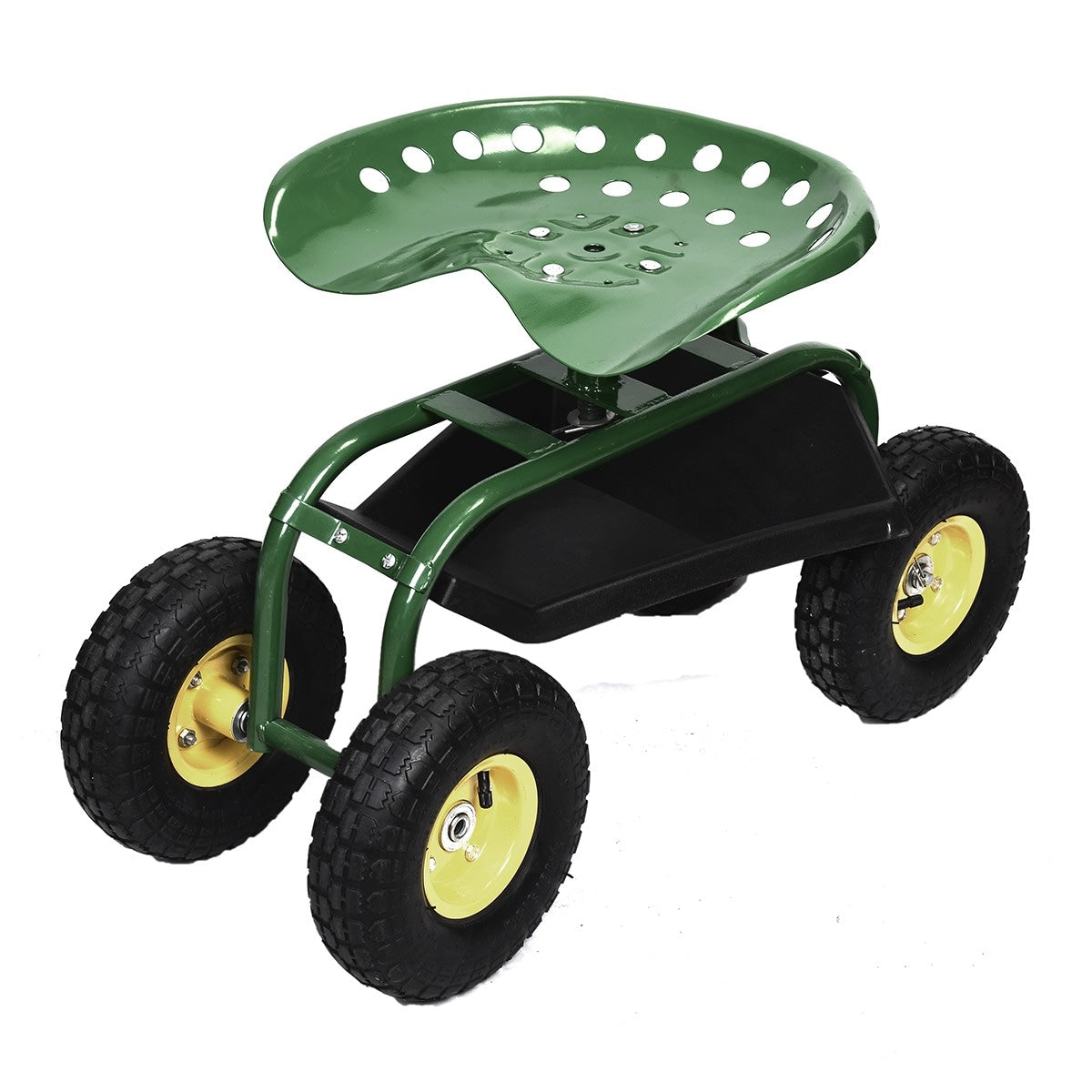 Outdoor Rolling Garden Cart Wagon Scooter with 360¡ã Swivel Seat