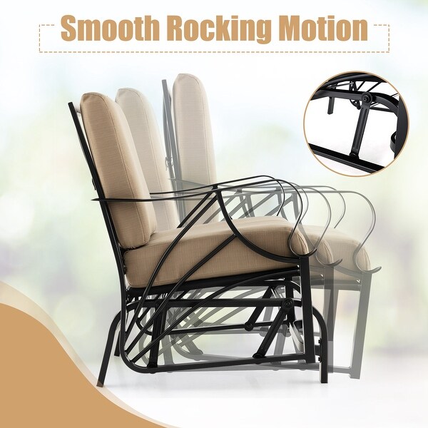 Costway Patio Rocking Chair with Cushion HeavyDuty Metal Frame Smooth