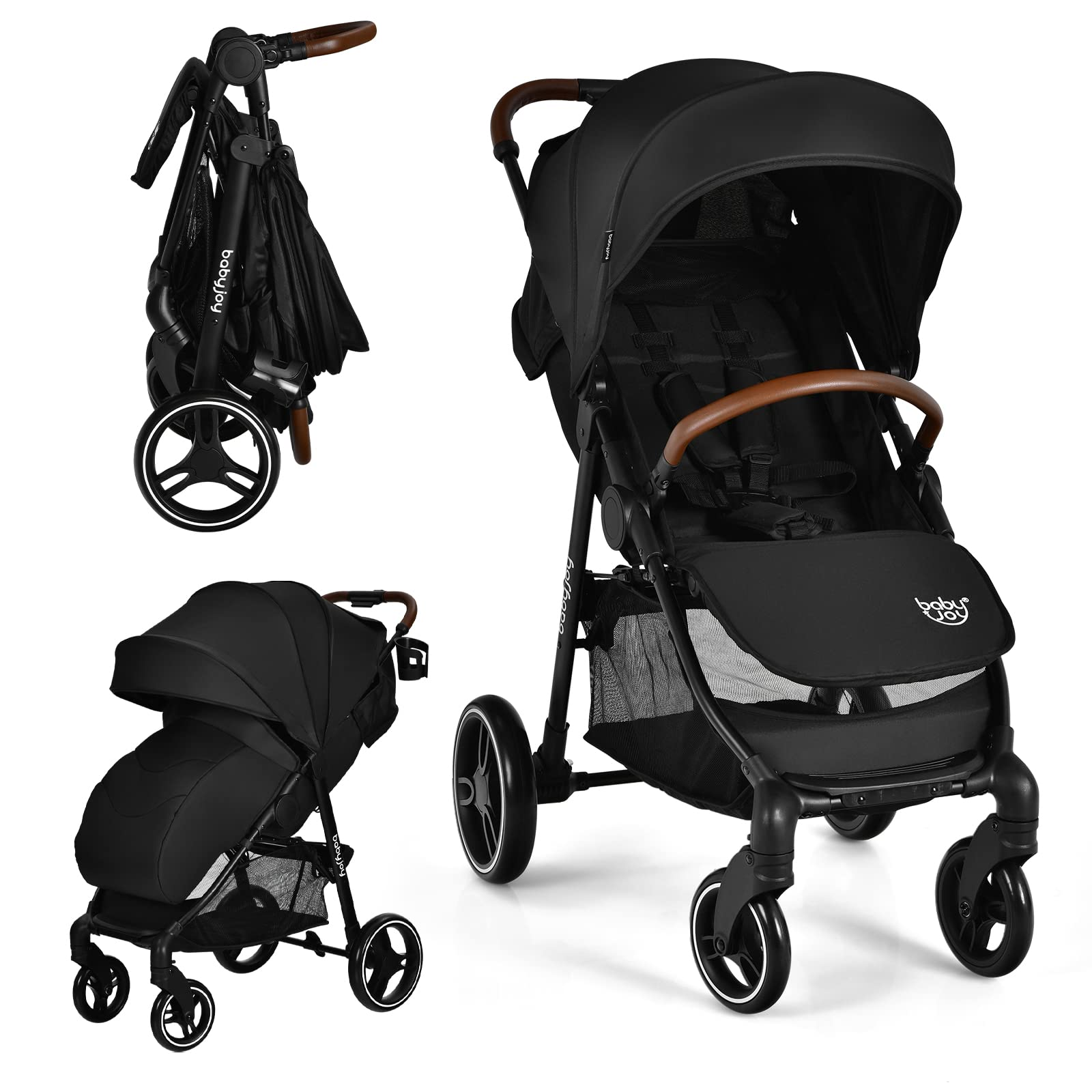 BABY JOY Baby Stroller, High Landscape Infant Carriage Newborn Pushchair with Foot Cover