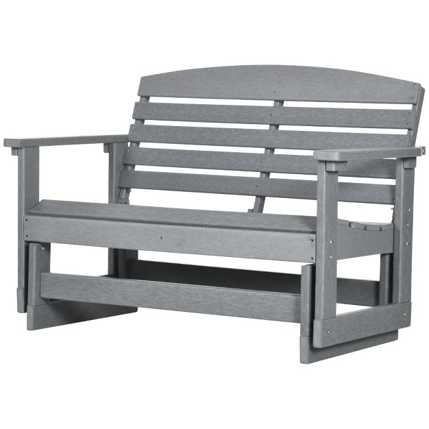 Outsunny 2 person Outdoor Glider Bench Patio Double Swing Rocking Chair Loveseat W Slatted Hdpe Frame For Backyard Garden Porch Light Gray