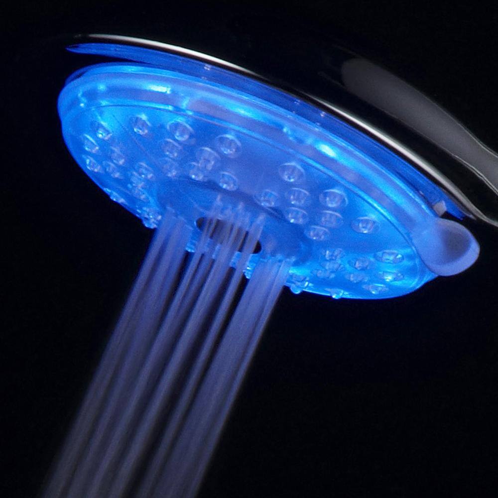 Luminex 24-spray 4 in. Dual Shower Head and Handheld Shower Head with LED Lighted in Chrome 1498