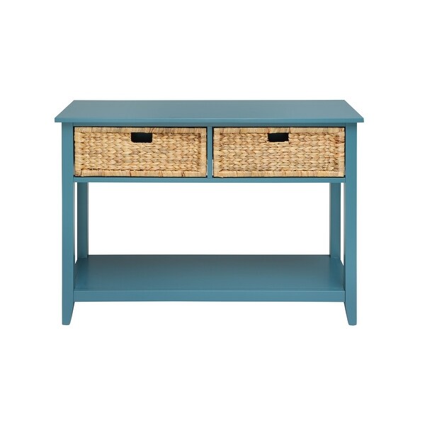 Console Table with 2 Drawers Wicker Crate Baskets