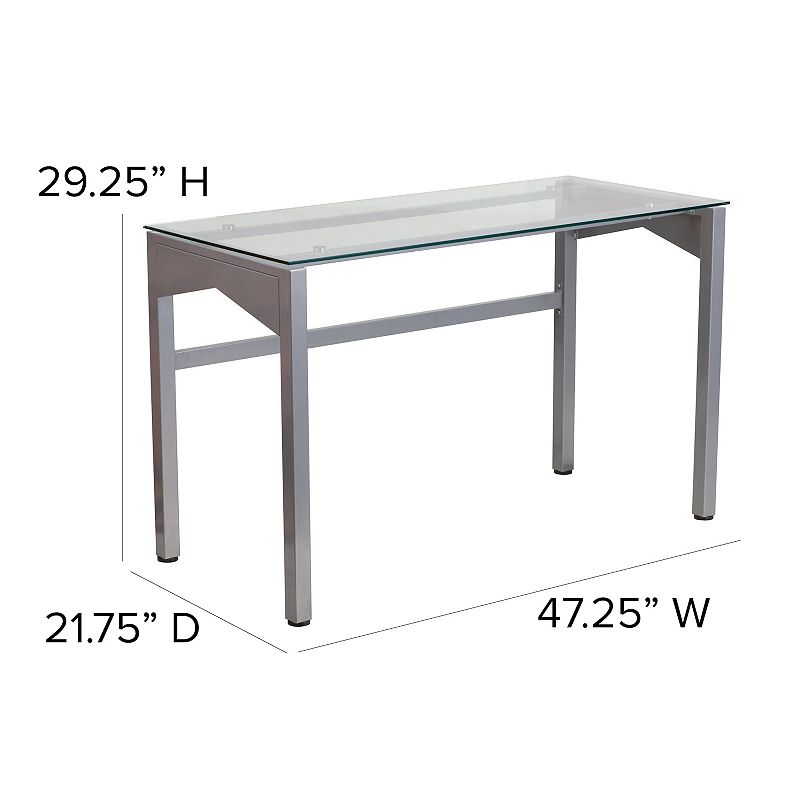 Flash Furniture Contemporary Clear Tempered Glass Desk with Geometric Sides