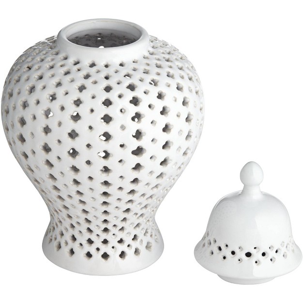 High Glossy White Stoneware Urn Jar With Lid