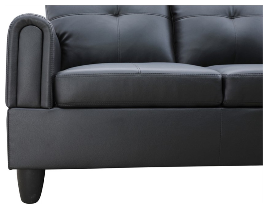 Star Home Living (Black) 3PC Faux Leather Sectional w/ottoman   Contemporary   Sectional Sofas   by Homesquare  Houzz