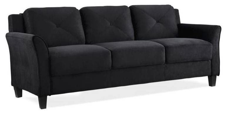 2 Piece Living Room Sofa and Loveseat Set in Black   Transitional   Living Room Furniture Sets   by Homesquare  Houzz