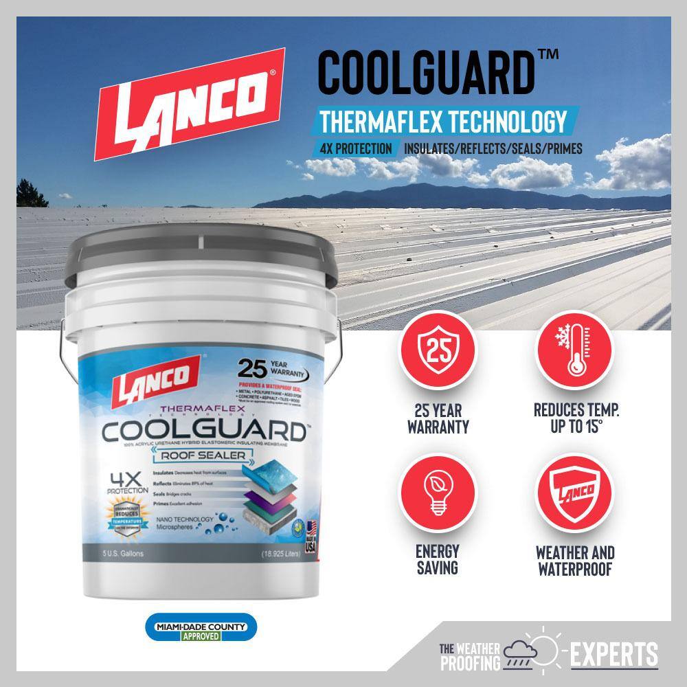 Lanco Coolguard 5 Gal. Insulating Elastomeric White Roof Sealer RC3700-2