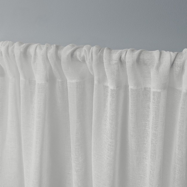 Set Of 2 Belgian Textured Linen Rod Pocket Sheer Window Curtain Panels Exclusive Home