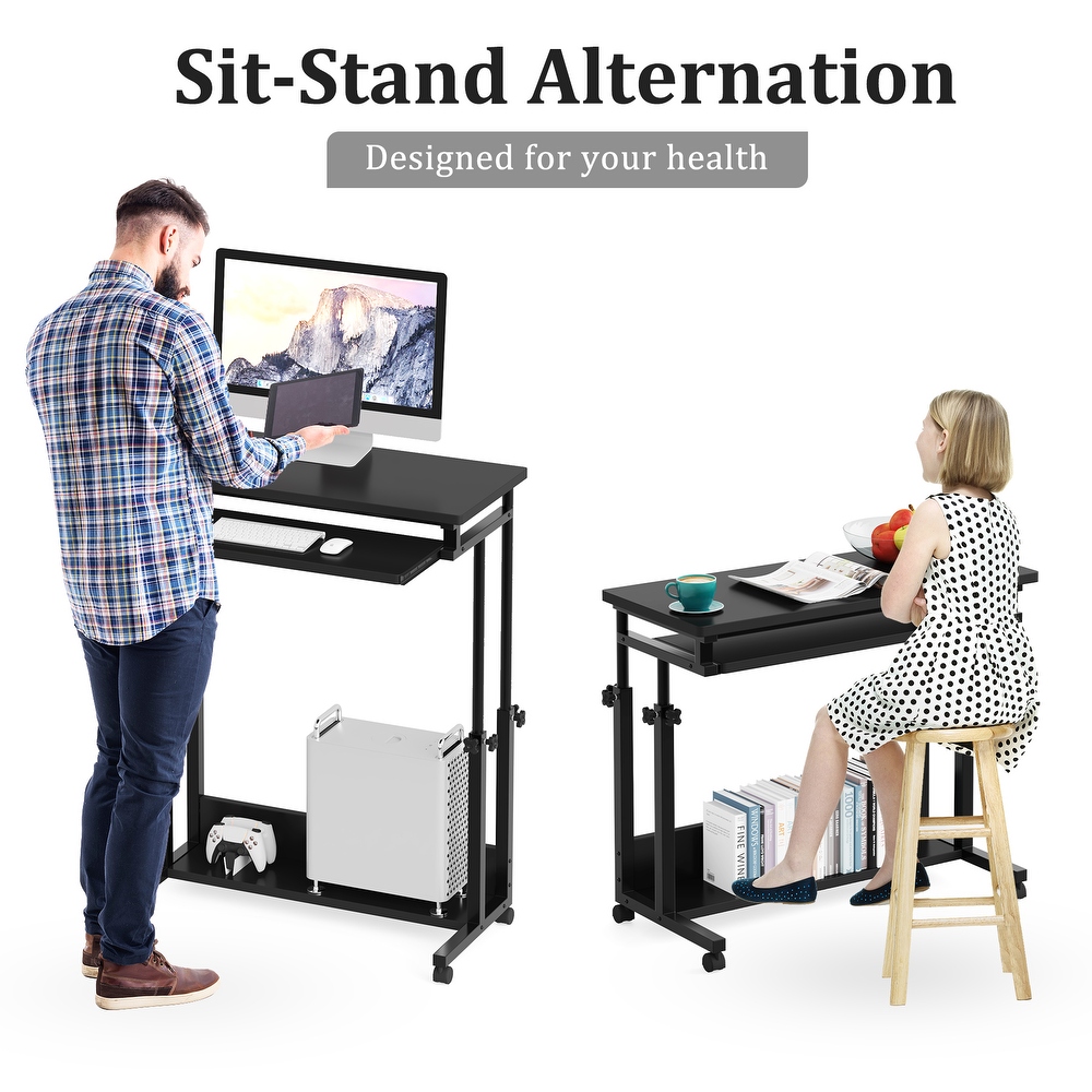 Height Adjustable Small Portable Standing Table  Laptop Desk with Keyboard Tray for Sofa and Bed