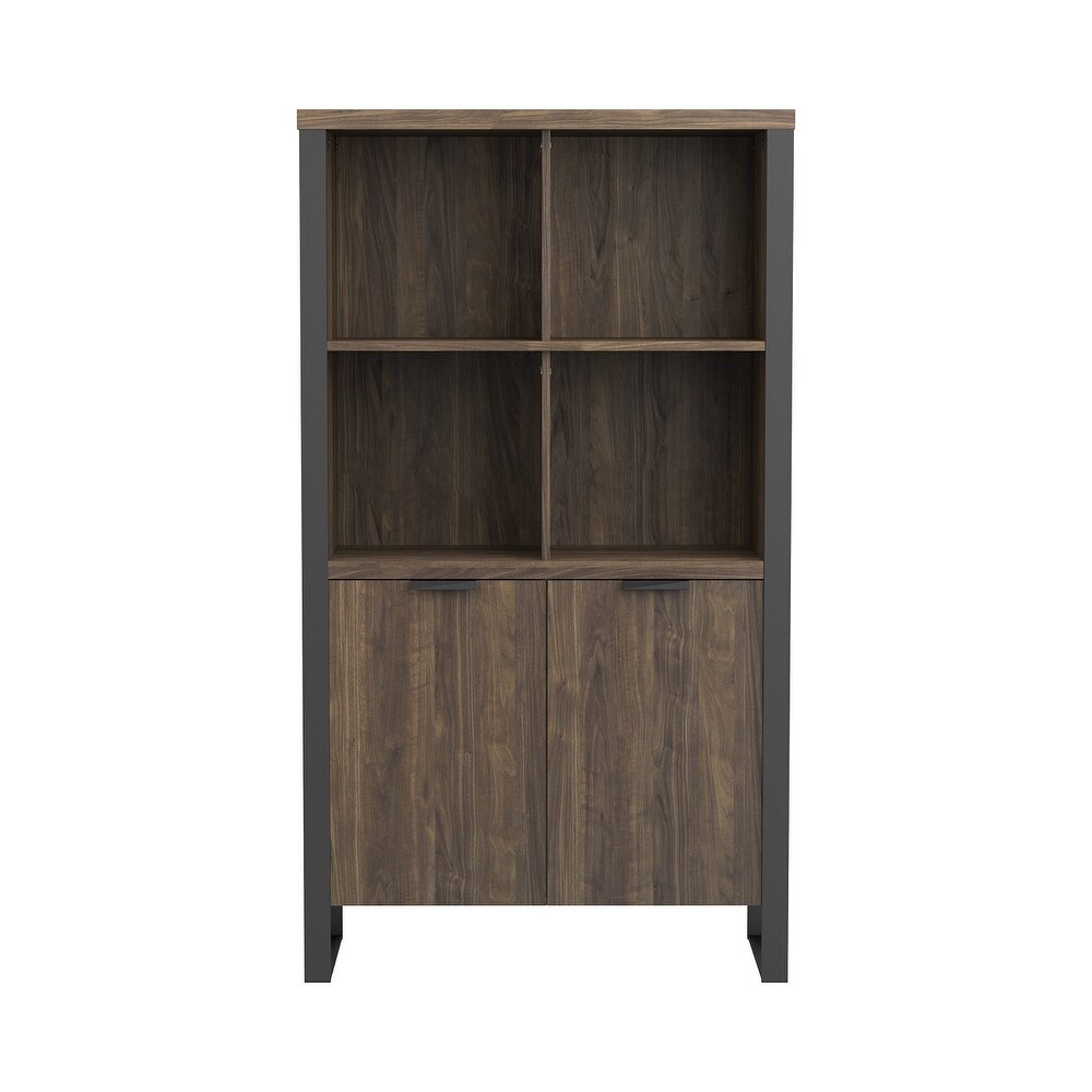 2 Door Rectangular Bookcase in Aged Walnut