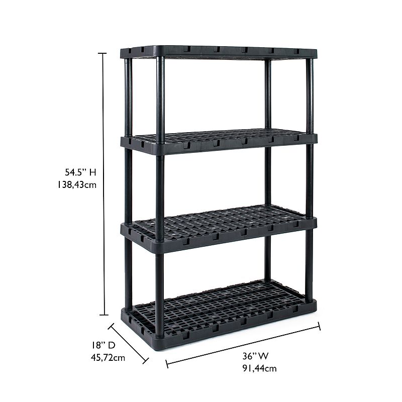 Gracious Living 4 Shelf Knect-a-shelf Ventilated Heavy Duty Storage Unit， Black