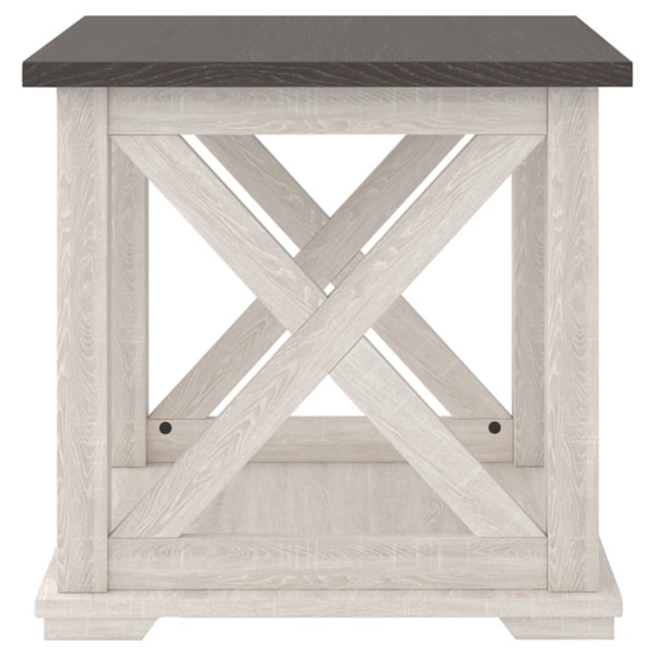 Dorrinson White/Brown Casual Square End Table