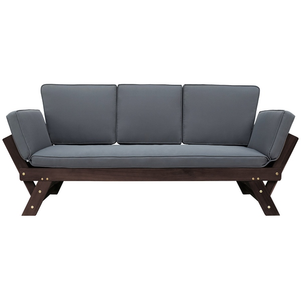 3-seater Sofa Outdoor Adjustable Patio Expandable and Multifunctional Daybed， Wooden Chaise Lounge with Cushions for Small Places - Overstock - 37248098