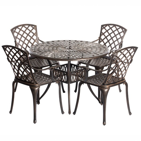 Indoor and Outdoor Bronze Dinning Set 4 Chairs with 1 Table