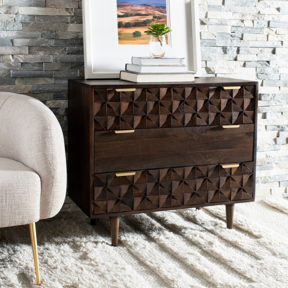 Miller 3 Drawer Chest Walnut   Modern   Accent Chests And Cabinets   by Virgil Stanis Design  Houzz