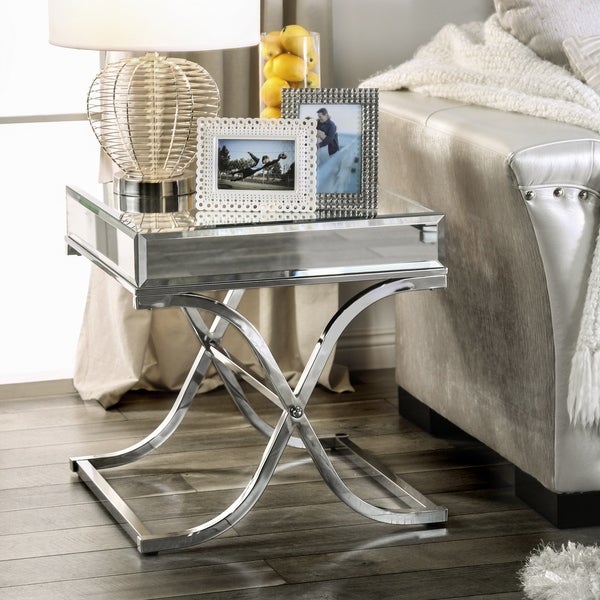 Furniture of America Laja Contemporary Chrome 24-inch Metal Side Table