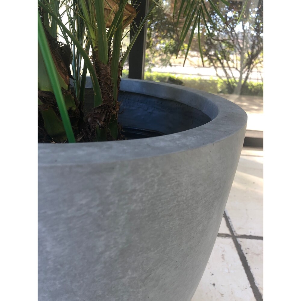 Kante Large Concrete Round Planters (Set of 3)  Outdoor/Indoor  Modern  Lightweight  Weather Resistant (Slate Gray)