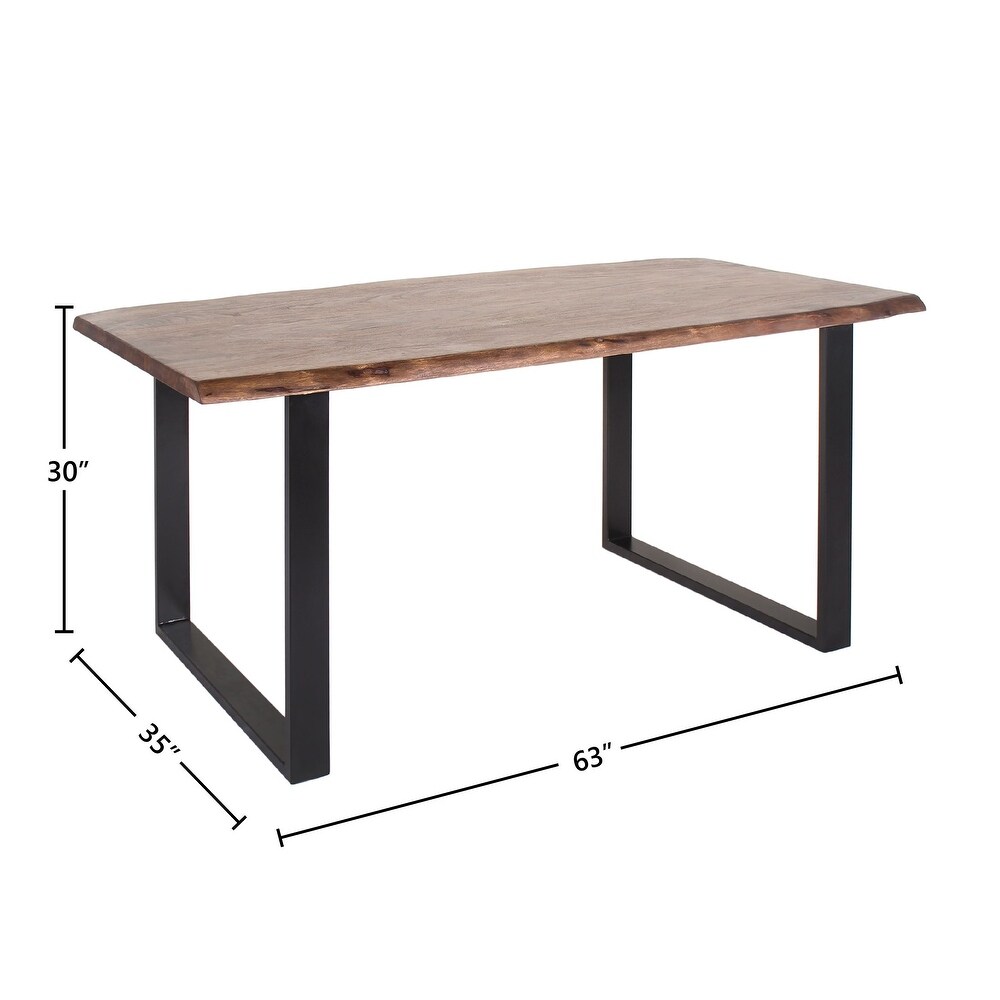 Jessore Handmade Live Edge Acacia Wood   Iron Dining Table