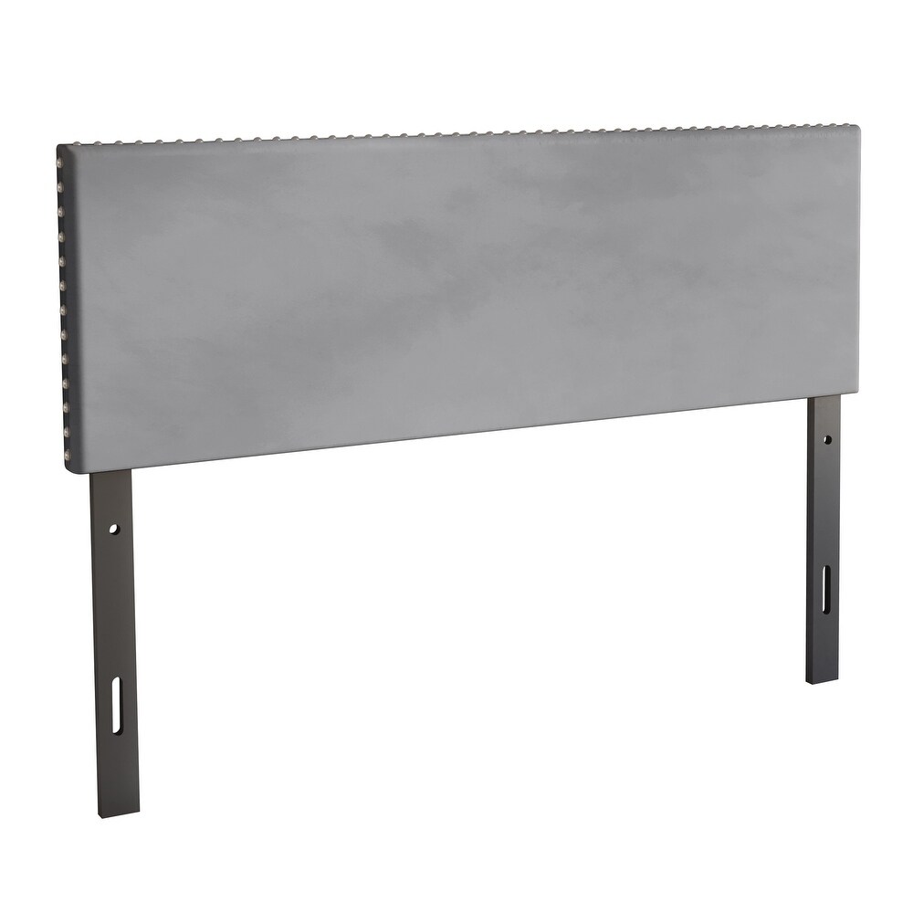 CraftPorch Glam Velvet Nailhead Trim Upholstered Adjustable Headboard