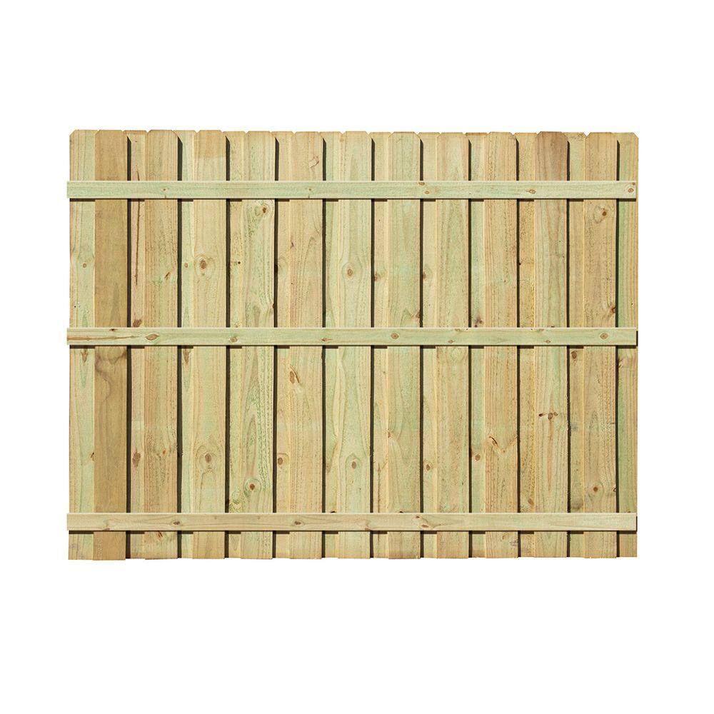 Outdoor Essentials 6 ft. H x 8 ft. W Pressure-Treated Pine Board-on-Board Dog Ear Wood Fence Panel 106586