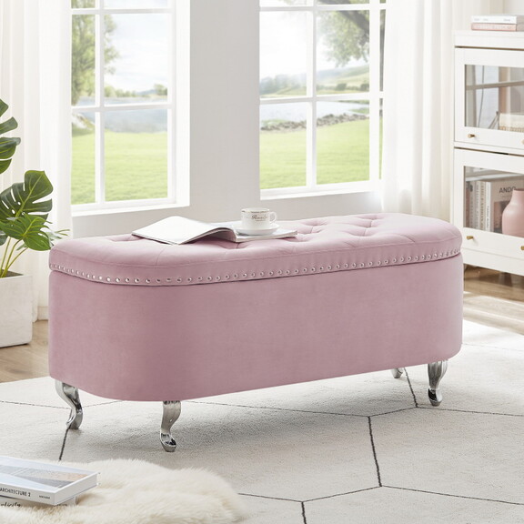 Storage bench  velvet upholstered tufted bench for...