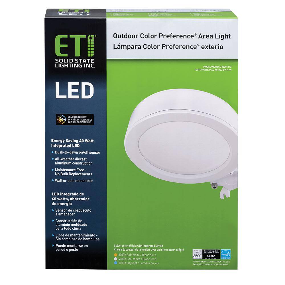 ETi 11 in. 100-Watt Equivalent Color Changing Integrated LED White Outdoor Security Area Light Dusk-to-Dawn 3500 Lumens 53301112