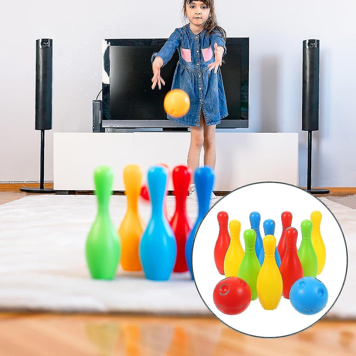 Bowling Set For Kids，mini Toy Bowling Set Garden Skittles Game Indoor Party Games 10 Pcs Pins Game With 2 Balls For Kids 3+ Years