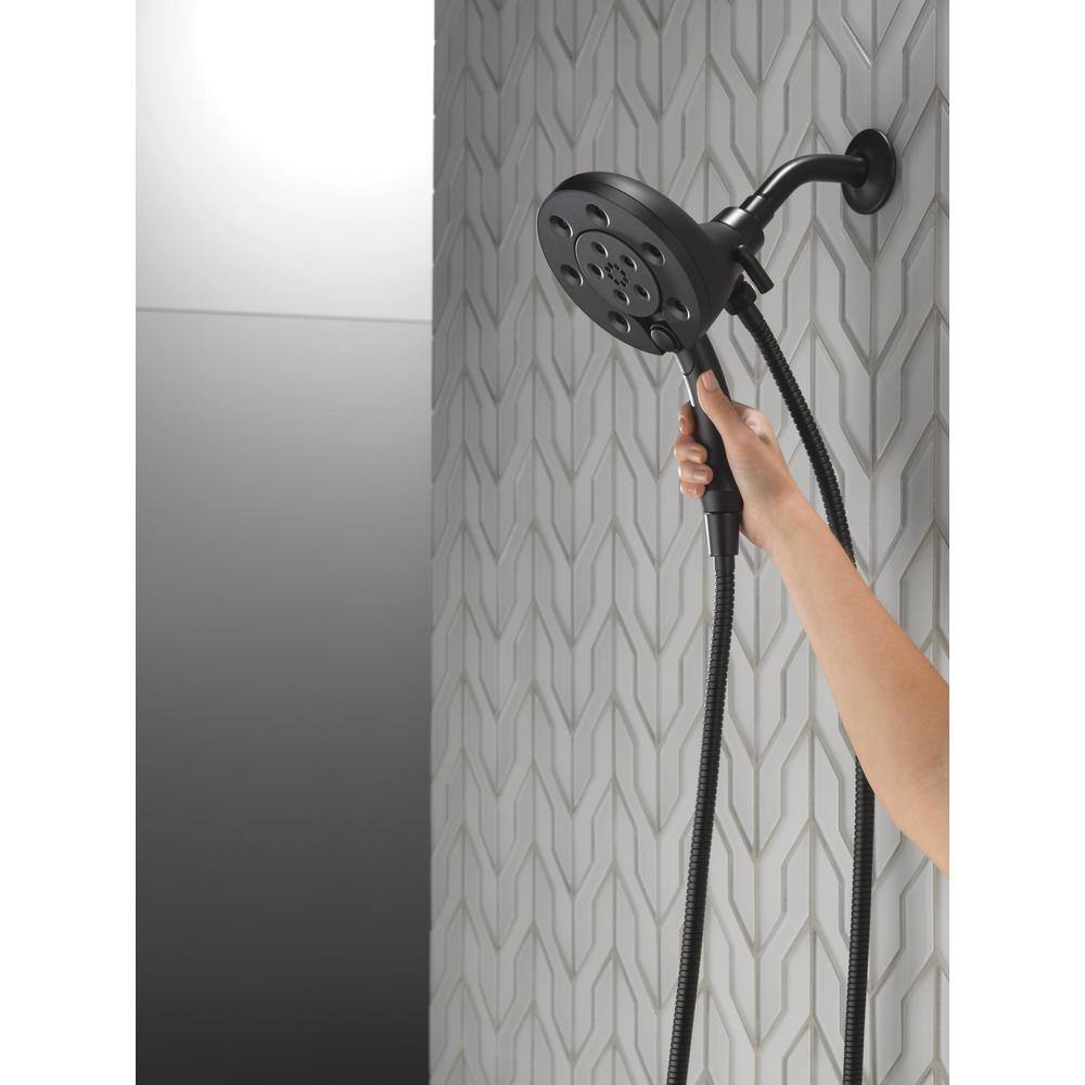 Delta In2ition 4-Spray Patterns 2.50 GPM 5.72 in. Wall Mount Dual Shower Heads in Matte Black 58472-BL