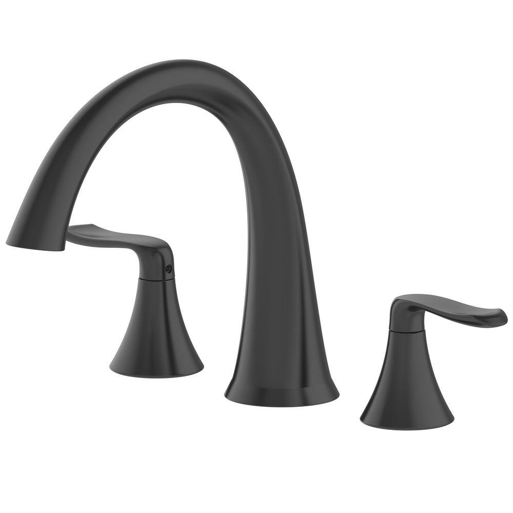 JACUZZI Piccolo 2-Handle Deck Mount Roman Tub Faucet in Matte Black MX22817