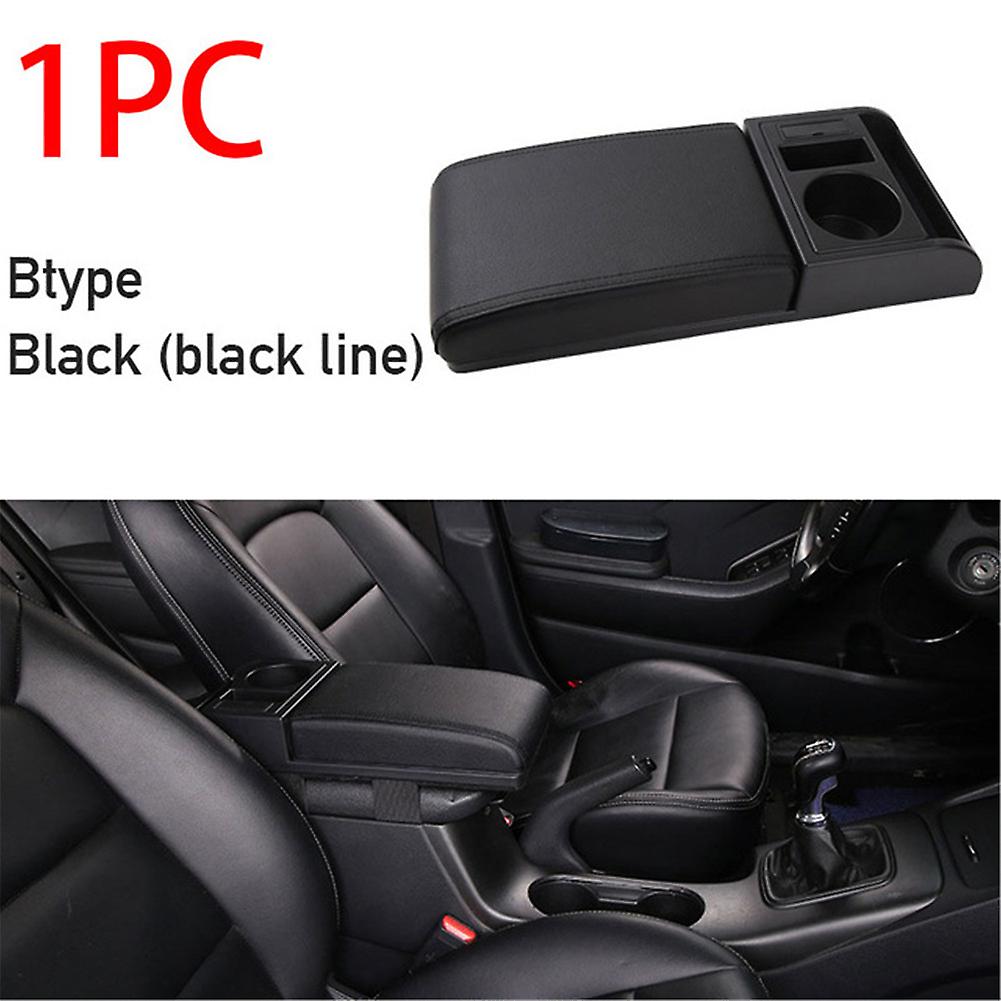 Car Armrest Cushion Elbow Support Cup Holder Storage Box Auto Arm Rest Pad Universal For Vehicle With Usb Charging Ports Black Red