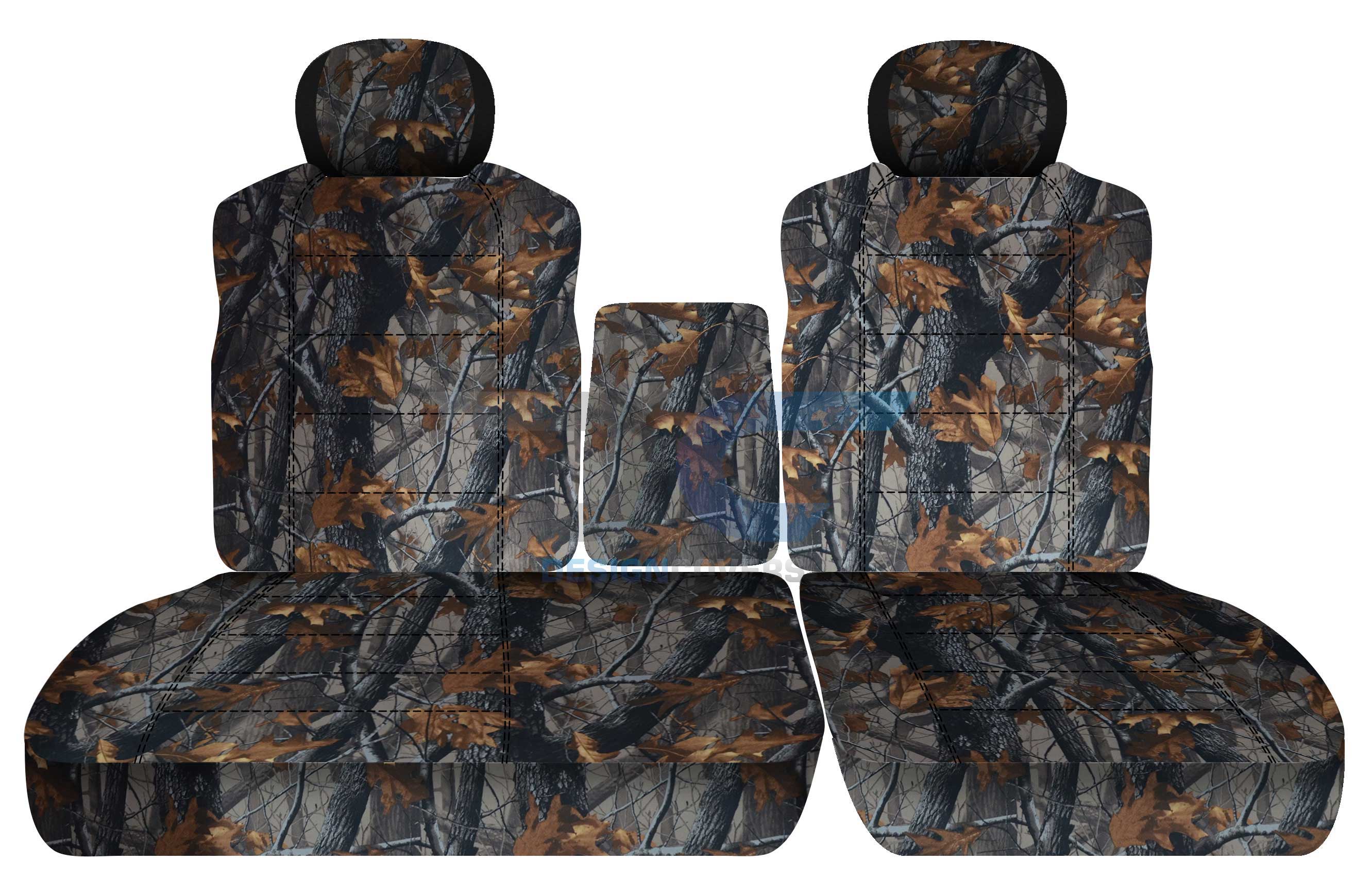 T112-Designcovers Compatible with 2001-2003 Ford F-150 Camouflage Truck Seat Covers (Front 40/60 Split Bench) with opening Center Console， Adjustable Headrests:Camo Gray Real Tree