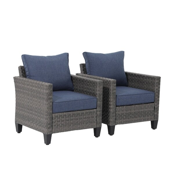 Patio 2 Pieces Wicker Single Chairs with Cushions