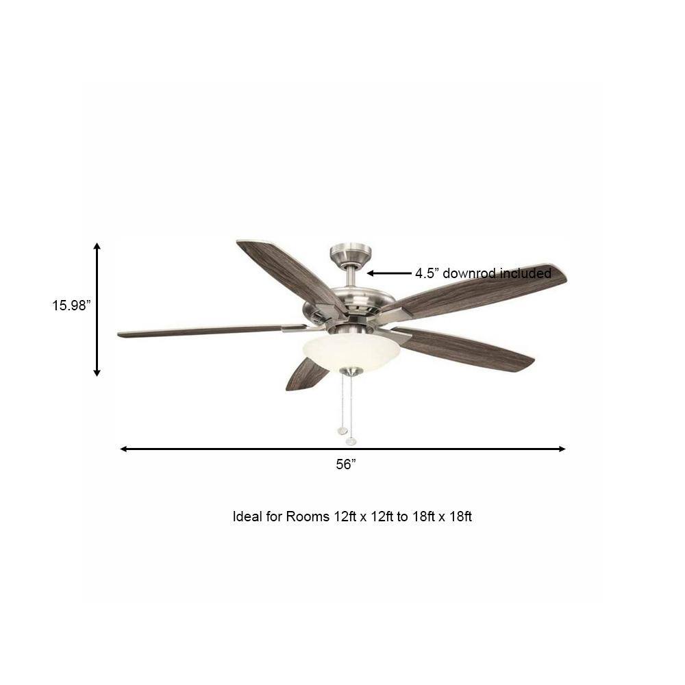 Hampton Bay Menage 56 in. Integrated LED Indoor Low Profile Brushed Nickel Ceiling Fan with Light Kit 14660