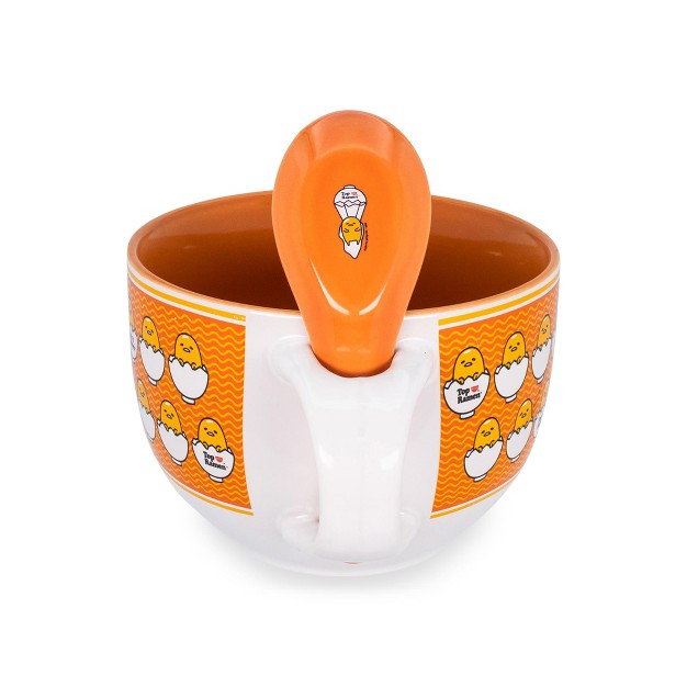 Silver Buffalo Sanrio Gudetama X Nissin Top Ramen Ceramic Soup Mug With Spoon Holds 24 Ounces