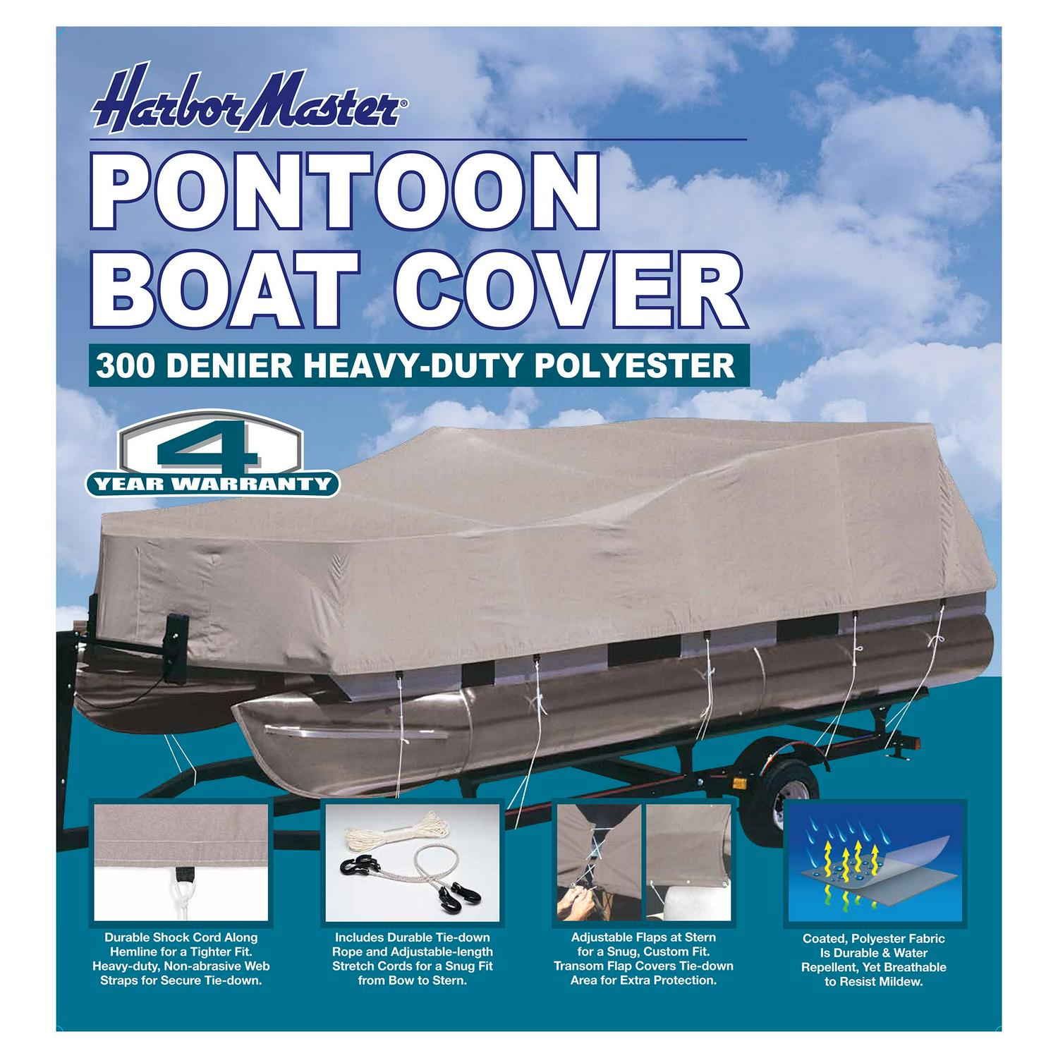 Harbor Master 300-Denier Polyester Pontoon Cover， Gray