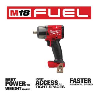 MW M18 FUEL Gen-2 18V Lithium-Ion Brushless Cordless Mid Torque 12 in. Impact Wrench  38 in. Wrench wFriction Ring 2962-20-2854-20