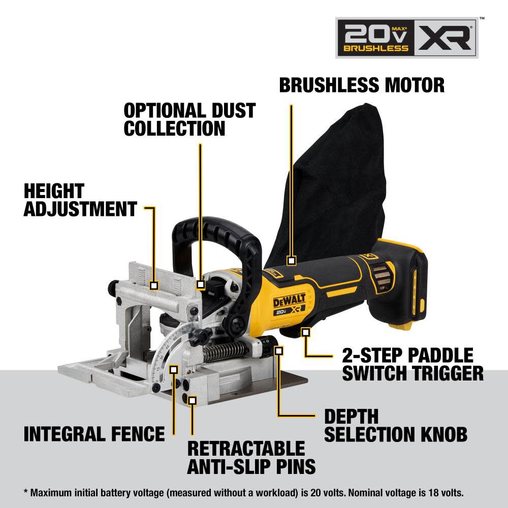 DEWALT 20V MAX XR Biscuit Joiner Bare Tool DCW682B from DEWALT