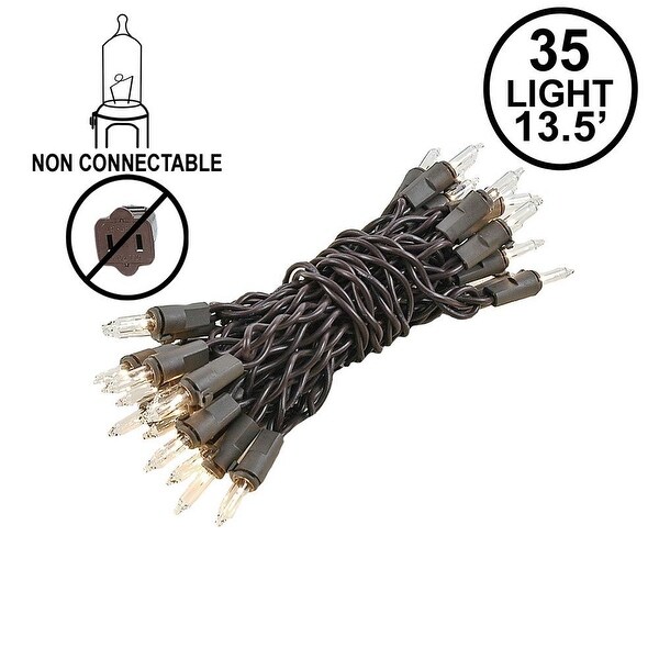 35 Light Clear Christmas Craft Mini Light Set，NonConnectable，Brown Wire，13'