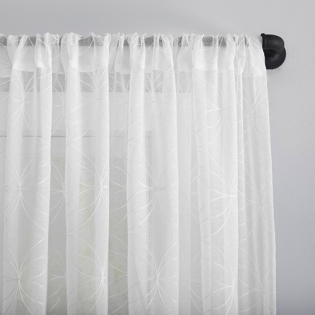 Tamaryn Embroidered Trellis Sheer Rod Pocket Curtain Panel No 918