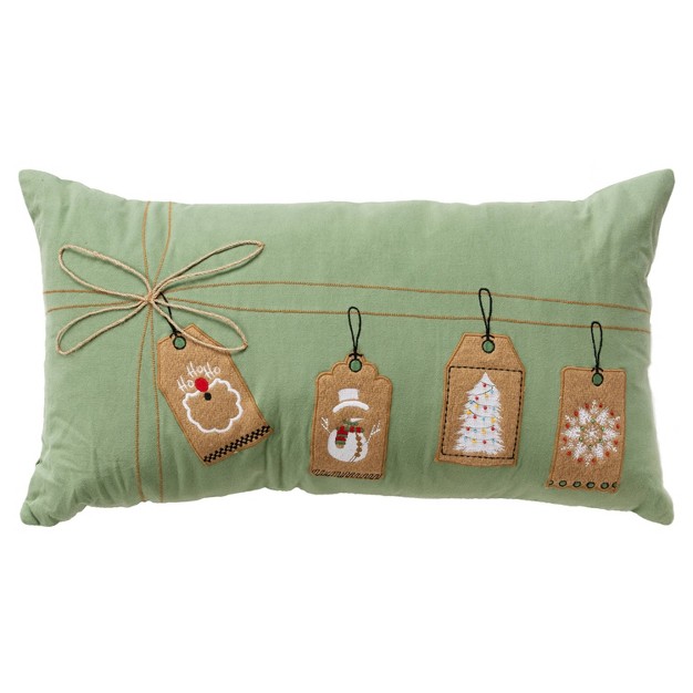 Oversized Holiday Icon Lumbar Throw Pillow Cover Green Rizzy Home