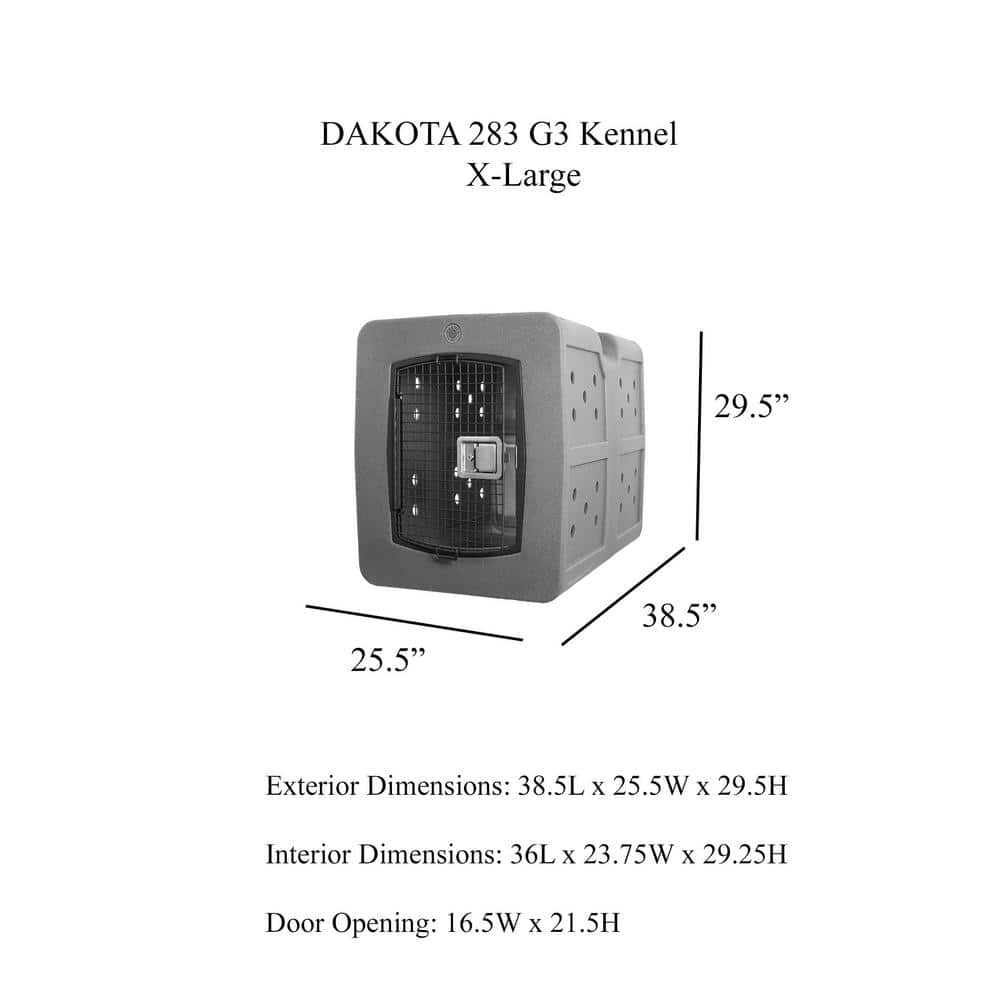 DAKOTA 283 DAKOTA G3 Framed Door Kennel - X-Large - Dark Granite D2-G3XLG-FRM-DAR