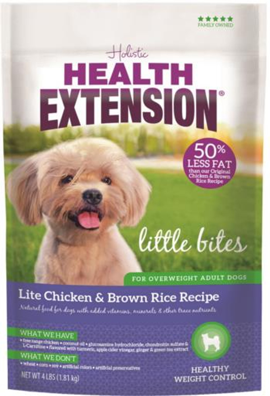 Health Extension Little Bites Lite Chicken and brown Rice Dry Dog Food， 4 Lbs.