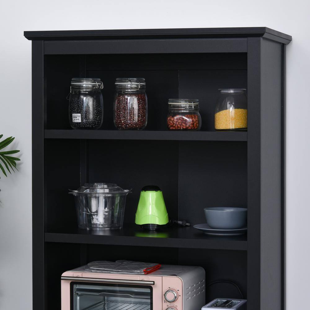 HOMCOM 70.75 in Black MDF 2-Shelf Storage Cabinet Bookcase with Adjustable Shelves Display Rack Multifunctional 836-227BK