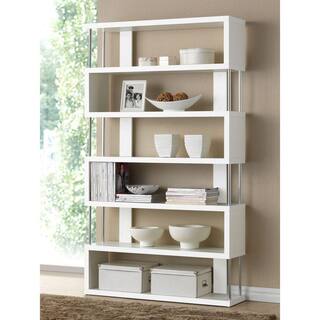 Baxton Studio 75.5 in. White Wood 6-shelf Accent Bookcase with Open Back 28862-4834-HD