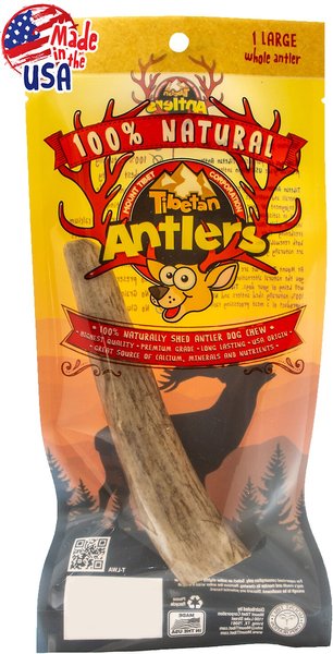 Tibetan Dog Chew Whole Antler Grain-Free Dog Treat， 1 count， Large