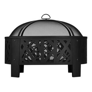 Hampton Bay 30 in. Outdoor Steel Wood Burning Black Fire Pit FT-61606