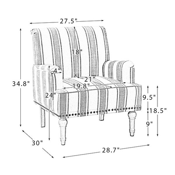 Geltrude Upholstered Farmhouse Nailheads Arm Chair with Spindle Legs by HULALA HOME