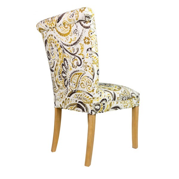 Sole Designs Mustard/White Wood/Fabric Roll-back Spring Seating Upholstered Dining Chair (Set of 2)