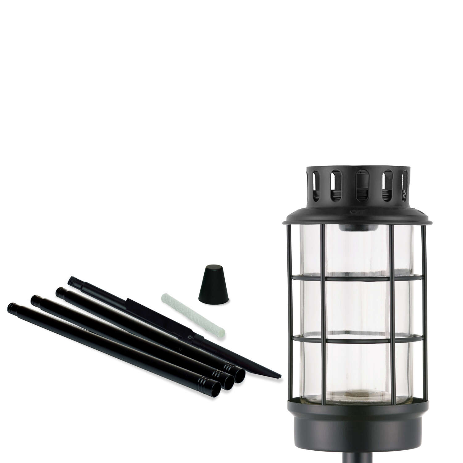 TIKI Convertible Black Metal 65 in. Lantern Outdoor Torch 1 pk