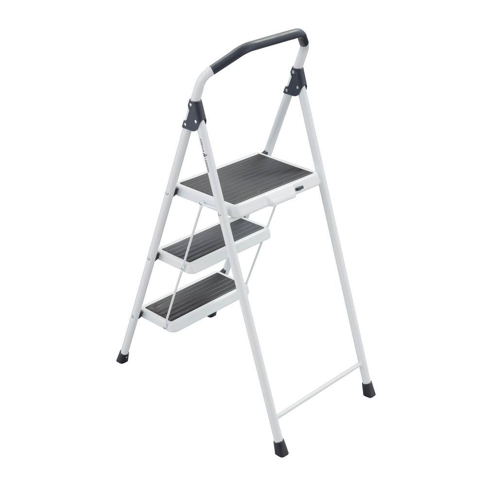 Gorilla Ladders 3-Step Steel Lightweight Step Stool Ladder 225 lbs. Load Capacity Type II Duty Rating (9ft. Reach Height) GLS-3-2